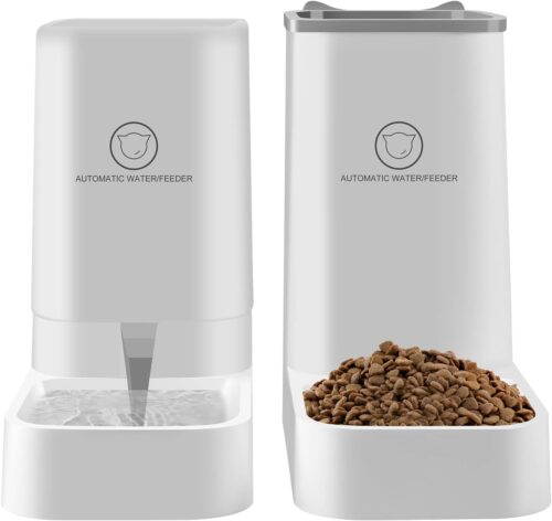 Automatische Haustierfutterkatze -Hundefutterspender und Wasserspender Set von 2, 3,8 l, automatischer Feeder für große und kleine Hunde, Katzen, Welpen, Kätzchen