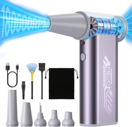 Meco Eleverde Staubgebläse Luftdruckspray, 4-Gang 180.000 U / min Mini Electric Compressed Air Duster, Turbower für PC-Reinigung, 8000 mAh-Batterie-Druckluftstaubgebläse für Auto, Männer, Frauen,