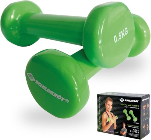 Schildkröt Vinyl Hanteln i Ideal für Gymnastik-, Aerobic-und Fitness-Training I Zweig Gummierte Hanteln I 0,5 kg- 3,0 kg in Grun & Anthrazit