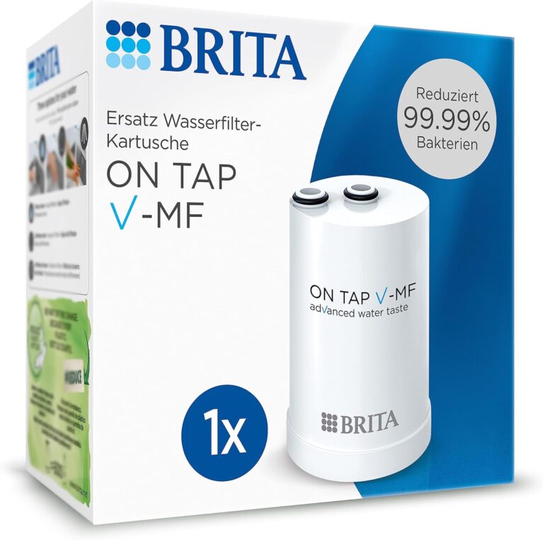 Brita auf dem TAP V-MF-Filterpatrone für TAP Pro V-MF Wasserfilter für TAP (600L)-Ersatzpatrone reduziert 99,99% Bakterien, Chlor, Mikroplastik und Metalle wie Blei und Kupfer
