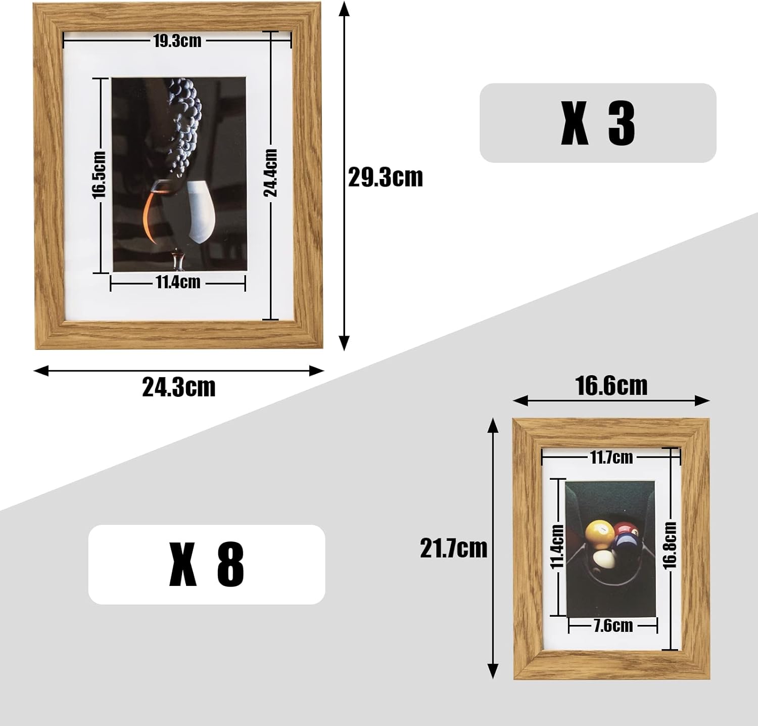 MUZILIFE COLLAGE FOTOSRECHT mit Mount für 11 Fotos, moderne, häusliche / familienbildende Bildwand, 8 Stück, 13 x 18 cm + 3 Stück 20 x 25 cm – Bild 4