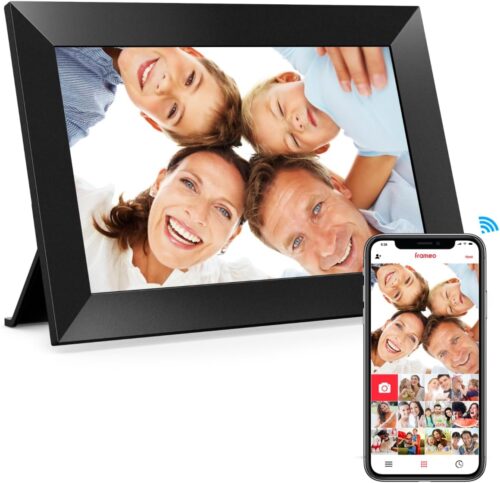 Frameo 10,1 Zoll WiFi Digital Bilderrahmen, 1280 x 800 HD -IPS -Touchscreen -Fotorahmen, 32 GB Speicher, automatische Drehung, Wandmontage, teilen Fotos sofort von überall aus