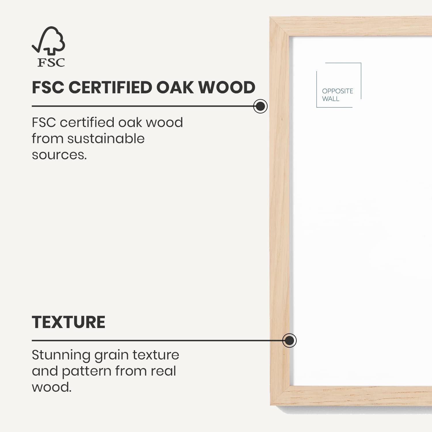 Gegenüber Wall Solid Oak Photo Frame 20x20 Zoll Leicht, vielseitig und bruchfestes Wanddekor für Büro, Galerie und Zuhause – Bild 3