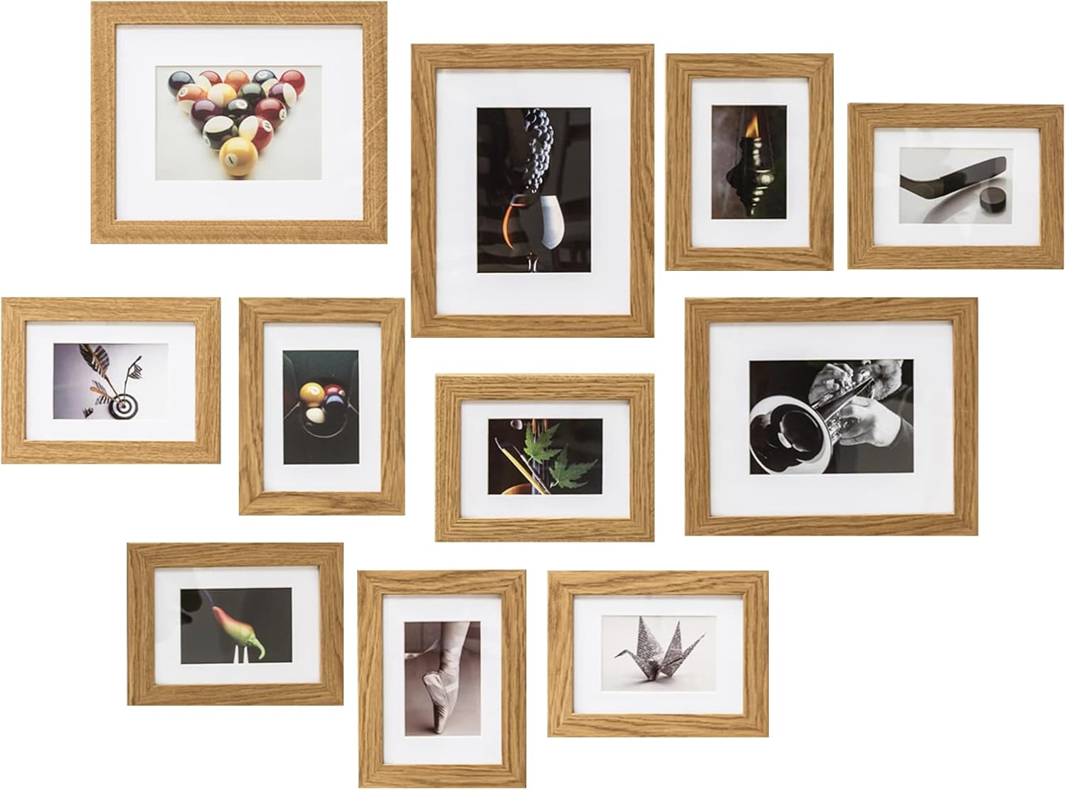 MUZILIFE COLLAGE FOTOSRECHT mit Mount für 11 Fotos, moderne, häusliche / familienbildende Bildwand, 8 Stück, 13 x 18 cm + 3 Stück 20 x 25 cm