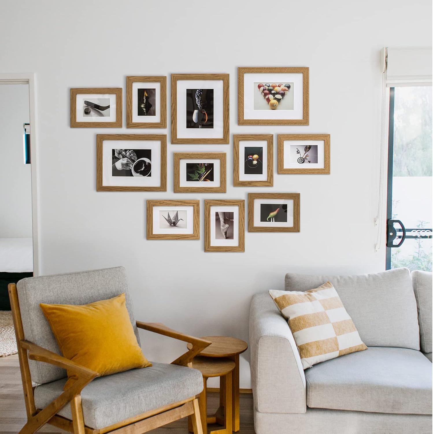 MUZILIFE COLLAGE FOTOSRECHT mit Mount für 11 Fotos, moderne, häusliche / familienbildende Bildwand, 8 Stück, 13 x 18 cm + 3 Stück 20 x 25 cm – Bild 6