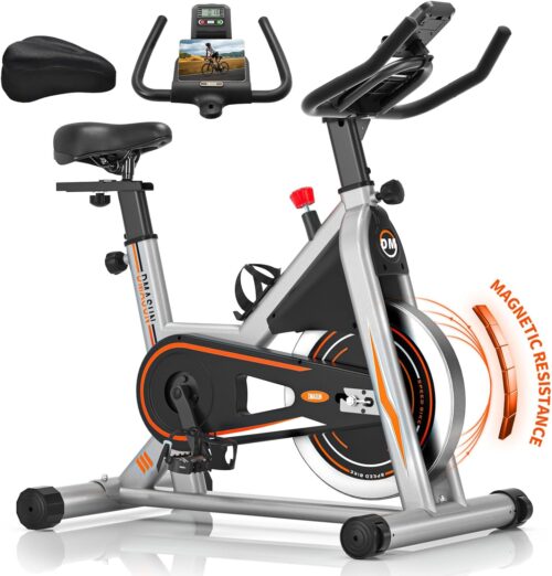 Dmasun HeimaTrainer Fahrrad Profi, Leise Hometrainer Fahrrad MIT Magnetischem Federstand, Wartungsfreier Ergometer Heimtrainer MIT LCD-Monitor, Idoor Bike MIT Weichem Sittenzug, 160 kg Gladbar