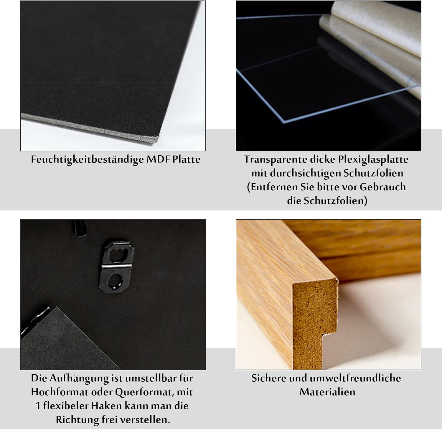 MUZILIFE COLLAGE FOTOSRECHT mit Mount für 11 Fotos, moderne, häusliche / familienbildende Bildwand, 8 Stück, 13 x 18 cm + 3 Stück 20 x 25 cm – Bild 7