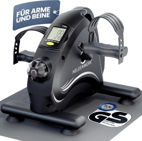 HELDENWERK PEDAL TRAINER BASIC SET-TÜV/GS getestet mit Befestigungsgurt und Slip-Matte-Arm- und Bein-Trainer für Heim-Senioren-Pedaltrainer, Training Bike
