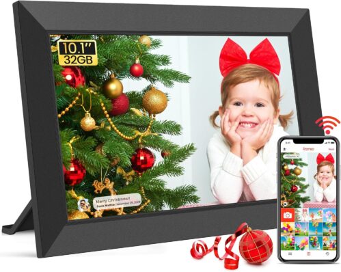 Frameo WLAN digitaler Bilderrahmen, 10,1 Zoll, HD 1280 x 800 IPS -Touchscreen Electronic Photo Frame mit 32 GB Speicher, automatische Rotation, einfache Freigabe von Fotos, Videos über Frameo App