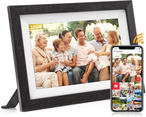 Frameo digitaler Bilderrahmen, WLAN, FUMAT 10,1 Zoll Elektronischer Bilderrahmen, digitaler 32 GB -Speicher, einfaches Teilen von Fotos und Videos über Frameo -App, automatische Rotation, IPS HD -Touchscreen