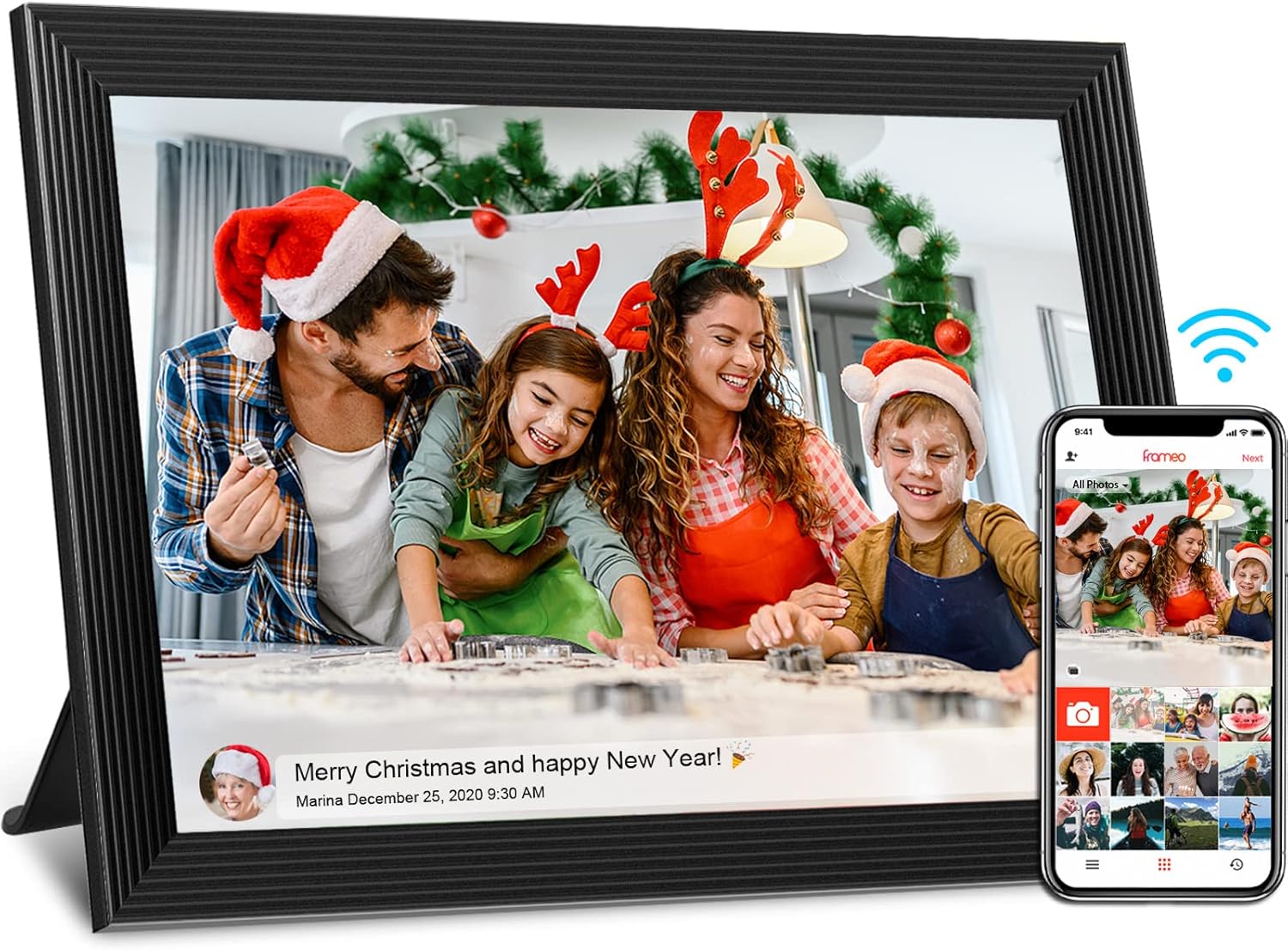 Digitaler Bilderrahmen WLAN 10,1 Zoll Digitaler Bilderrahmen, eingebauter 32 GB Speicher, 1280 x 800 IPS-LCD-Touchscreen, automatisch drehen, Teilen Sie Momente sofort über Frameo-App von überall aus – Bild 9